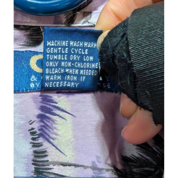 ONO & Co Men's Lavender Palm Tree Pattern 1/4 Button Short-Sleeve Shirt Size XL - Picture 5 of 5